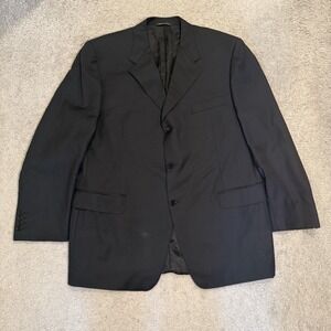 Canali Italy 100% Wool‎ 3-Button Suit Jacket Blazer Black 46R 13320/32 Mens READ